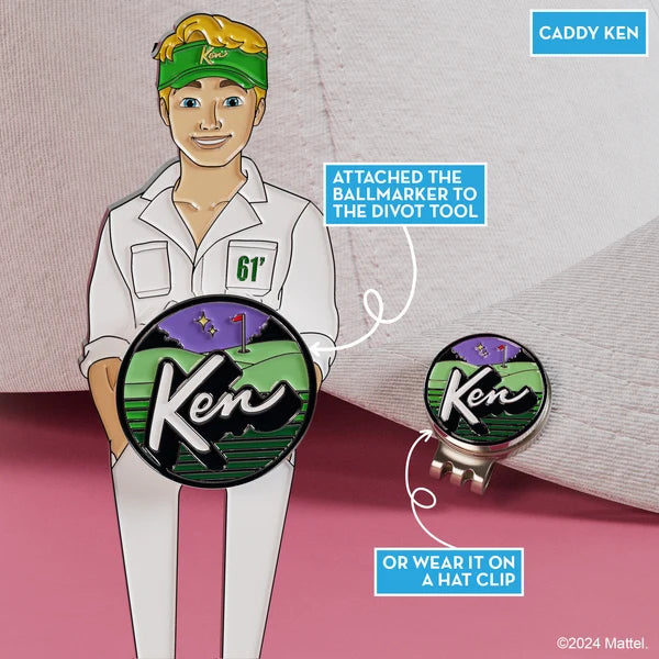 Putt Buddies Barbie Caddy Ken Golf Divot Tool with Ken Ball Marker