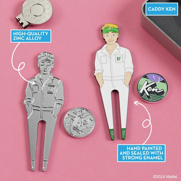 Putt Buddies Barbie Caddy Ken Golf Divot Tool with Ken Ball Marker