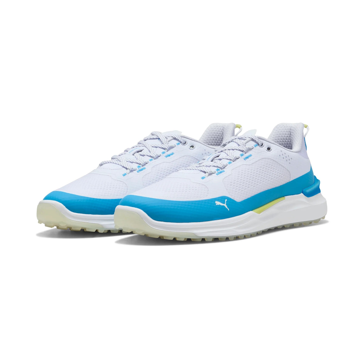 Puma IGNITE ELEVATE X Spikeless Golf Shoes Puma White / Speed Blue / Apple Spritz