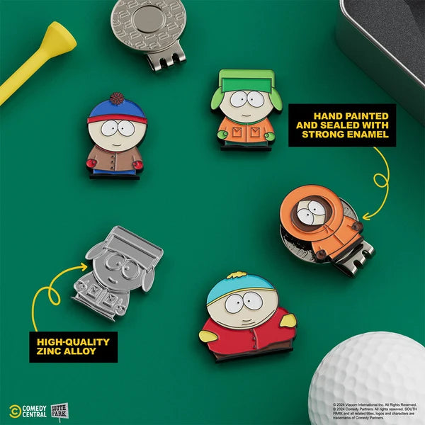 Putt Buddies Classic South Park - 4 Piece Ball Marker Set w/ hat clip (Stan, Kyle, Kenny, Cartman)