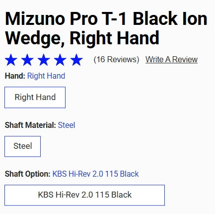 Mizuno Pro T1 Wedge Black Ion